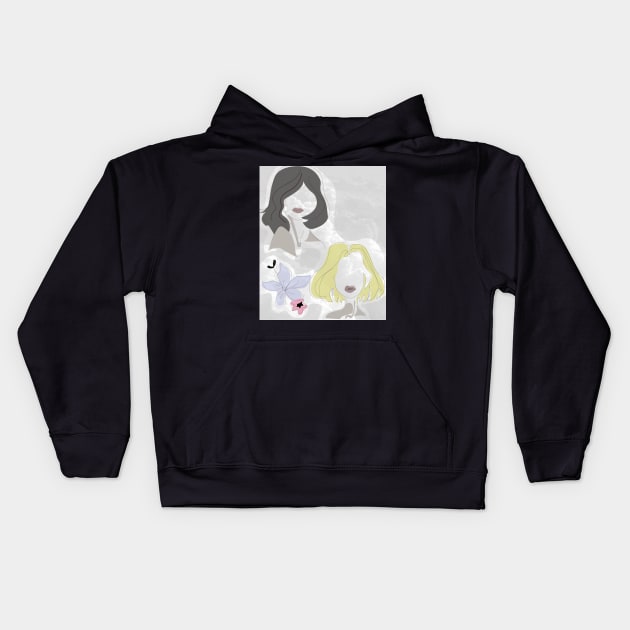 2x MINIMAL LINE ART X FLOWER Kids Hoodie by designs-hj